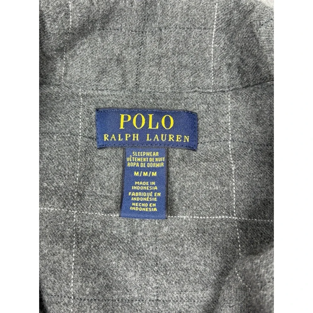 Polo Ralph Lauren Gray Pajama Top Mens Medium Sleepwear Long Sleeve Shirt